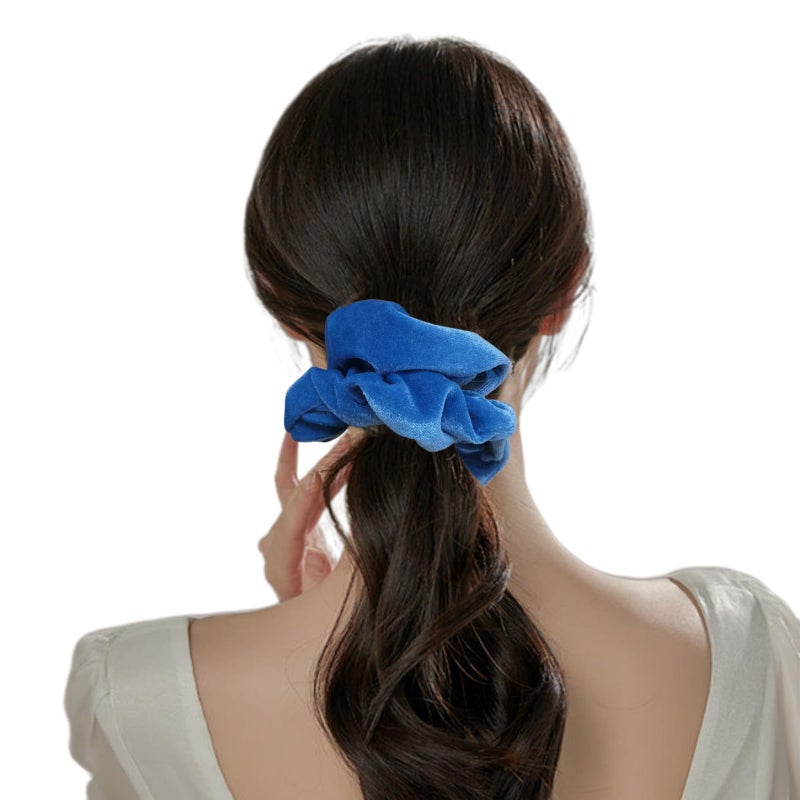 PIDOUDOU 2 Pcs Blue Color Large Size Scrunchies for Women Hair Elastic Bands - Image 3